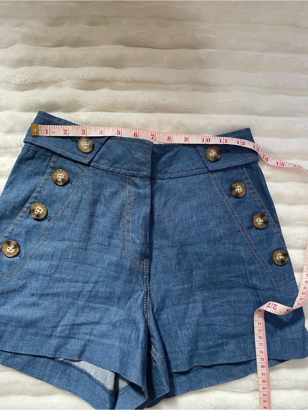 10 Crosby Derek Lam Light Blue Sailor Button High-Waist Shorts - Picture 11 of 16